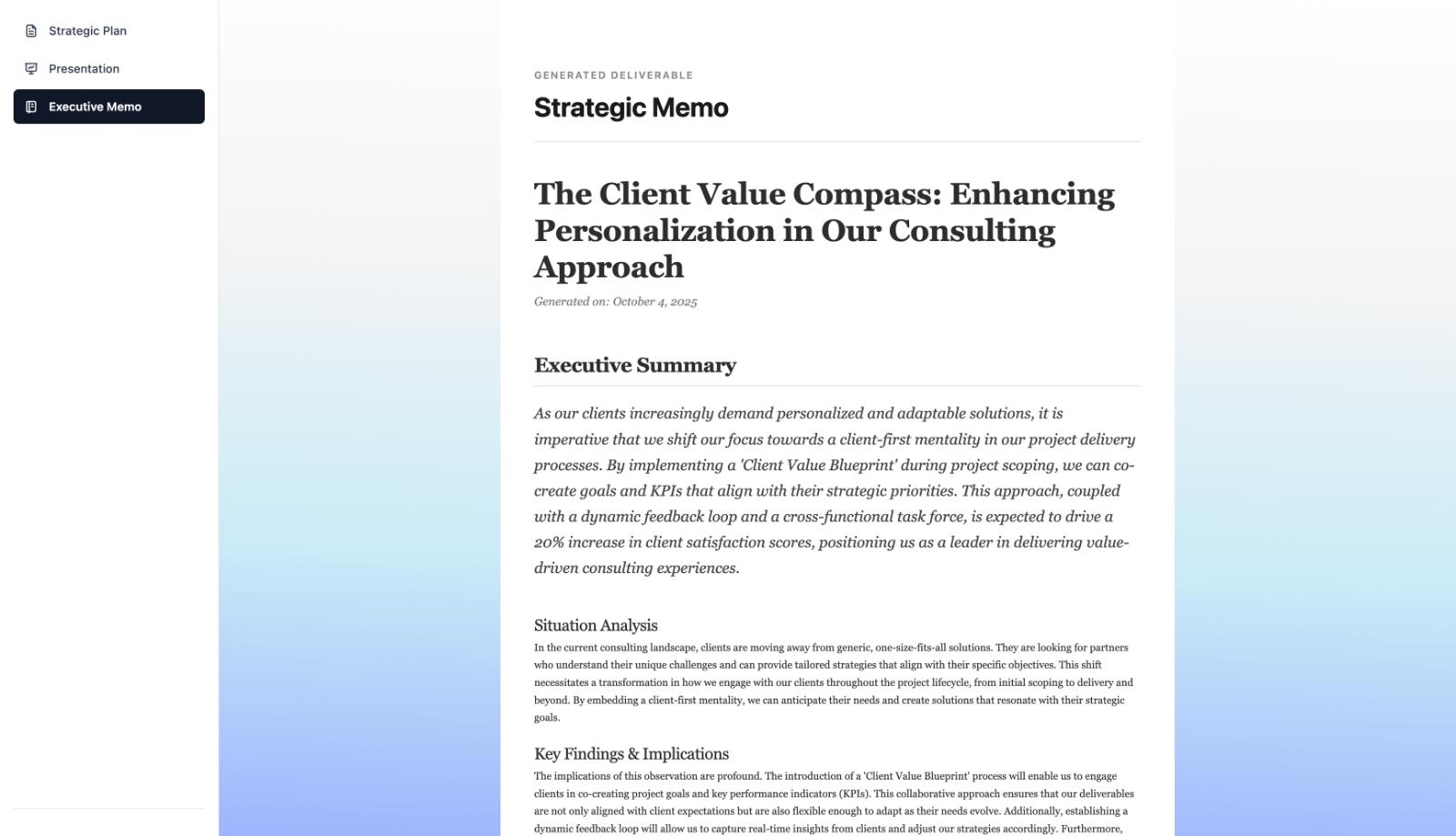 Executive memo template